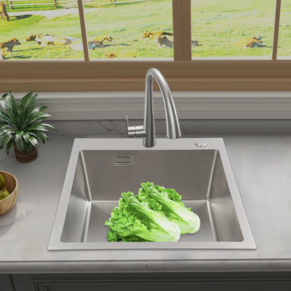 Edelstahlspüle, 45 x 50 cm, moderne Küchenspüle, Küchenspüle mit Abflussrohr, X-förmige Wassergleitungsleitung