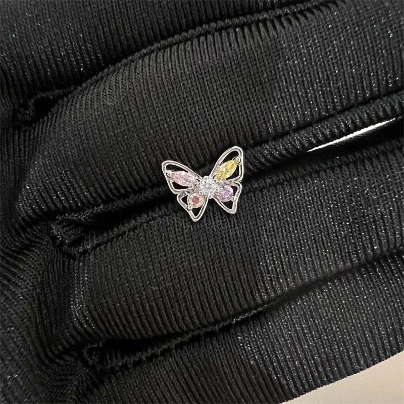 1PCS Cute Pink Zircon 316L Stainless Steel Ear Bone Nail New Fashion Y2K Punk Small Earring for Women Cochlea Jewelry Party Gift