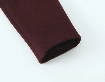 ZBZA Women's Retro Wine Red Cropped Jacket Stand Collar Long Sleeve Buttoned Epaulettes Patch Pocket Coat Fall Winter New Jacket