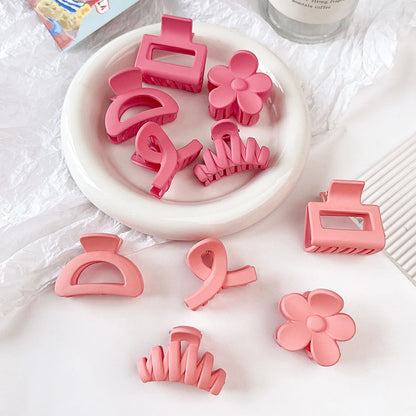 10 Pcs Pink Small Claw Clips Set,Matte Tiny Flower Jaw Clips for Women Girls,5 Style Nonslip for Thin Medium Fine Hair.
