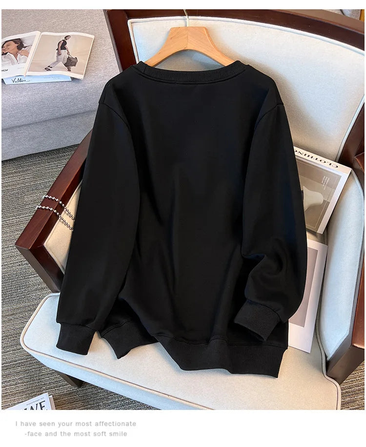 170kg plus size Damen büste Herbst Winter lose Rundhals ausschnitt Bär Sweatshirt Langarm lässig Top 6xl 7xl 8xl 9xl 10xl 11xl