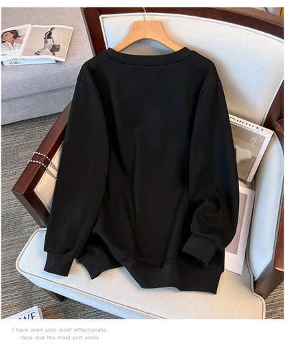 170kg plus size Damen büste Herbst Winter lose Rundhals ausschnitt Bär Sweatshirt Langarm lässig Top 6xl 7xl 8xl 9xl 10xl 11xl