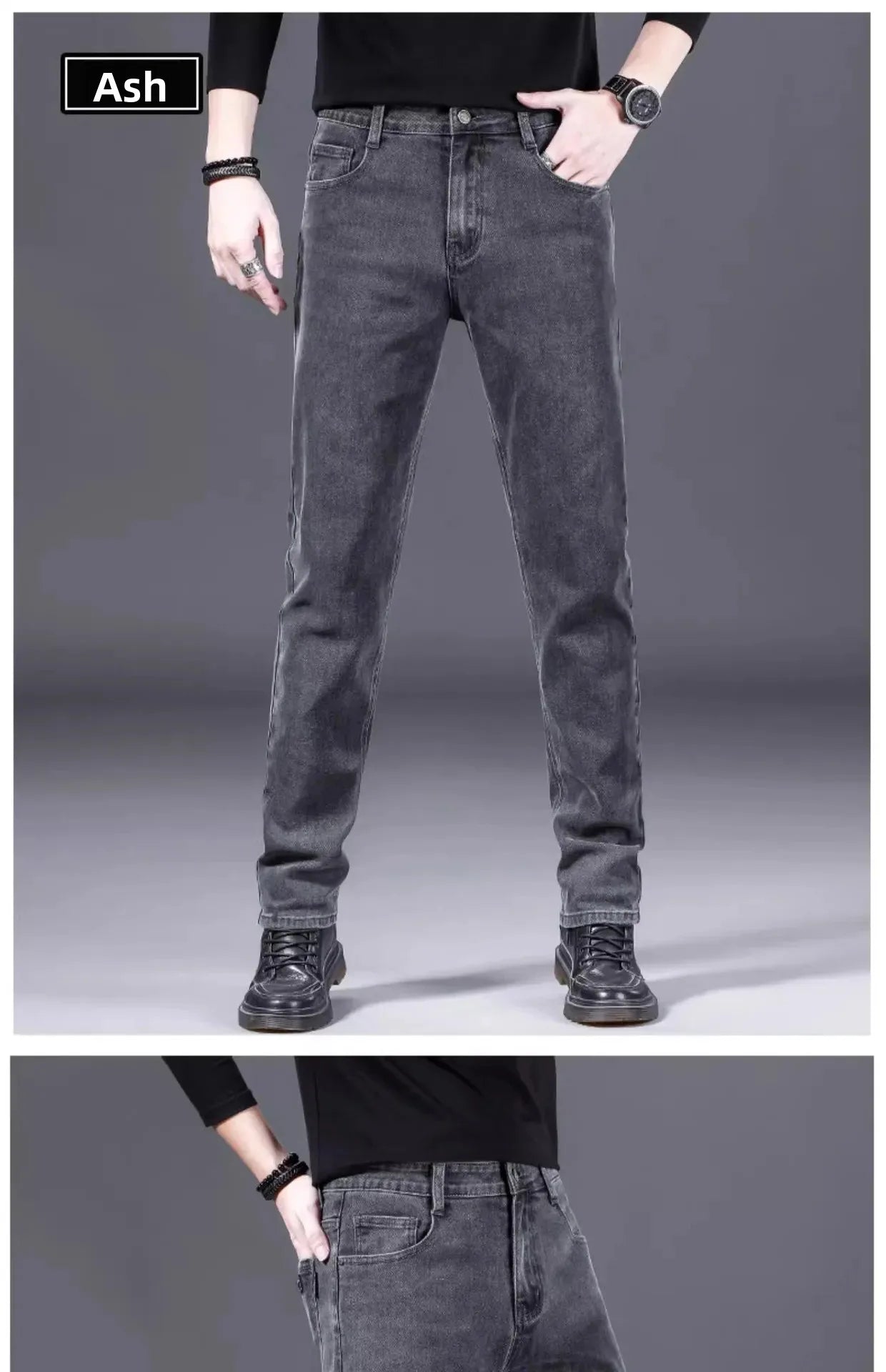 High-End Fashionable Men's Straight Leg Casual Jeans Trendy Loose Fit Autumn Winter New Arrival Versatile Long Trousers.