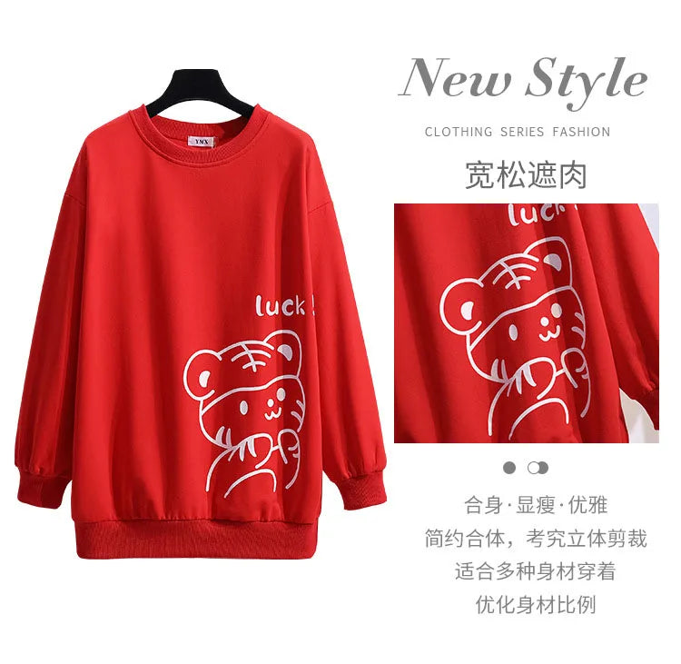 170Kg Plus Größe frauen Büste 170cm Frühling Herbst Lose Oansatz Langarm Cartoon Print Sweatshirts 6XL 7XL 8XL 9XL 10XL 11XL.