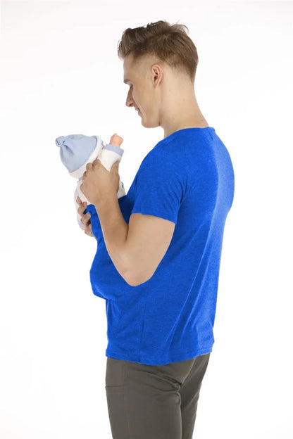 Safety Kangaroo Pocket T Shirt Baby Carrier Pregnancy Clothes Summer Short Sleeve Mother Father Top for Feeding Big Daddy Shirt