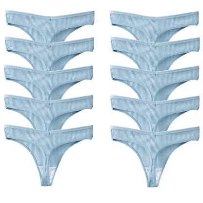 TrowBridge 10PCS/Set Women's Panties Cotton Striped Underwear Sexy Sports Thongs Lingerie Soft Comfortable G-Strings Hot T-Backs