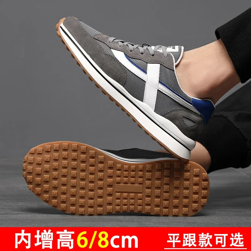 High Quality Flat/6/8 Cm Men Elevator Sneakers Summer Casual Trainers Height Increase Shoes Mesh Student Running Men Lift Shoes.