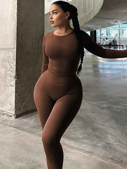 Dulzura Women 2024 Spring Autumn Long Sleeve Crop Tops Long Pants Two Piece Matching Sets Tracksuit Wholesale Items S3613114K