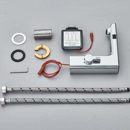 Touchless Sensor Basin Faucet Smart Digital Display Bathroom Sink Faucet Grey Sense Hot Cold Water Mixer Tap Battery Power