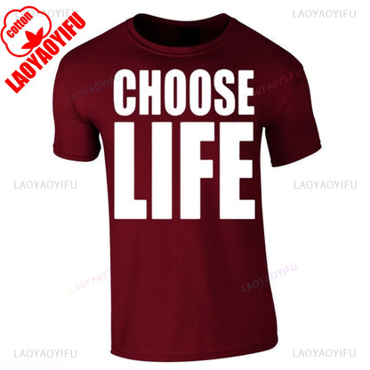 Choose Life Wham Retro 80s 80's Simple Letters T Shirt Woman Man Summer Music Festival High Quality Cotton Printed T-shirt.