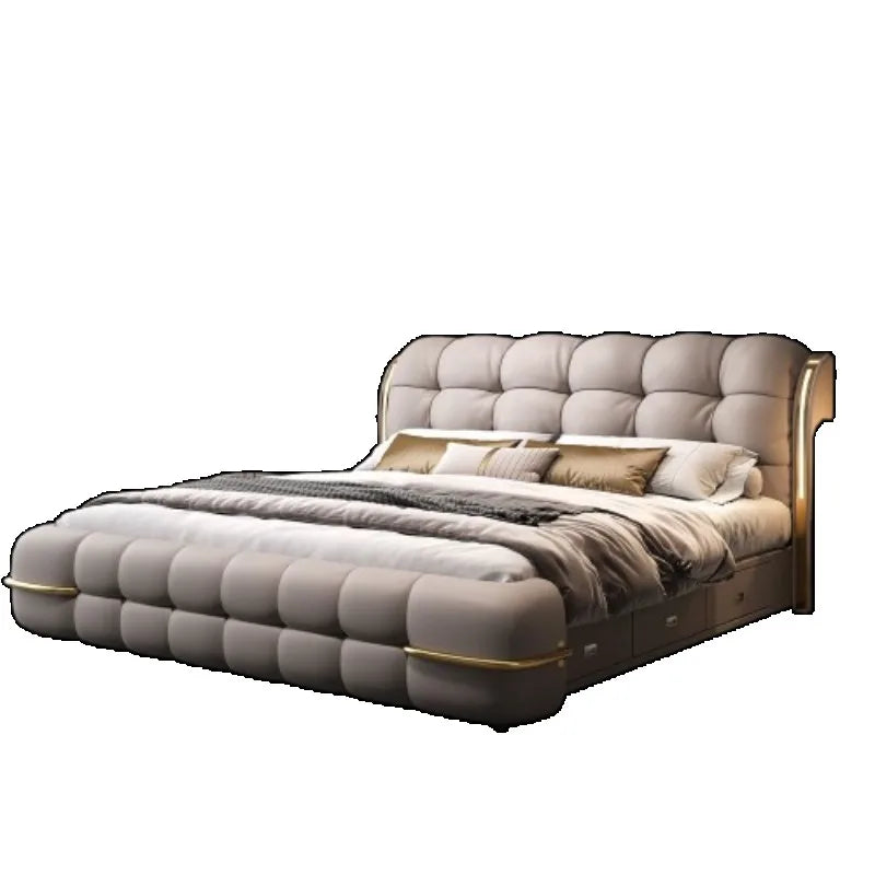 Kopfteil-Aufbewahrungsbetten, gepolstert, minimalistische Doppelbett-Schlafbetten, luxuriös, einzigartig, Muebles Para Dormitorio, Möbelzubehör