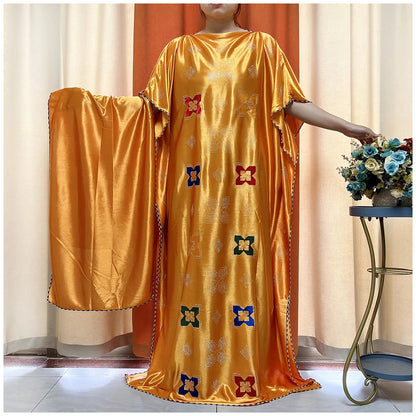 African Abaya For Women Kaftan islamic Clothing With Scarf African Women Dress Inlaid Mubarak Dubai Femme Luxury Muslim Dress