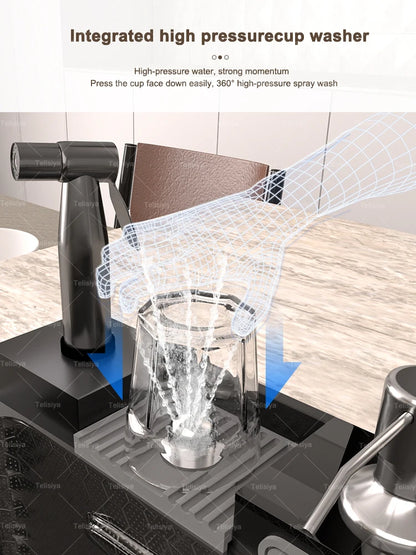 Küchenspüle aus Edelstahl mit Wasserfall, Einzelschüssel, Digitalanzeige, extra großer Schlitz, multifunktionale Waschbecken