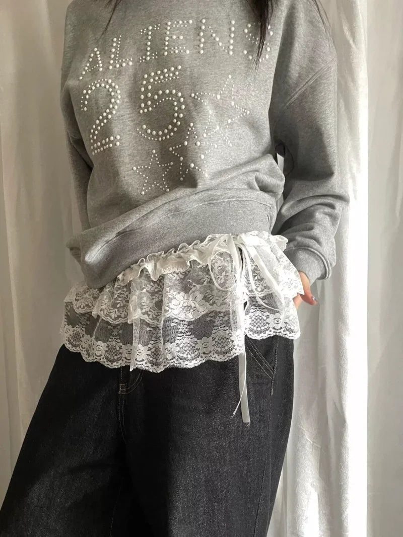 2025 Spring Summer Women Y2K Korean Lace Mini Layered Skirt Streetwear Lace Up Ruffles Harajuku High Waist Pleated Ladies Skirts.