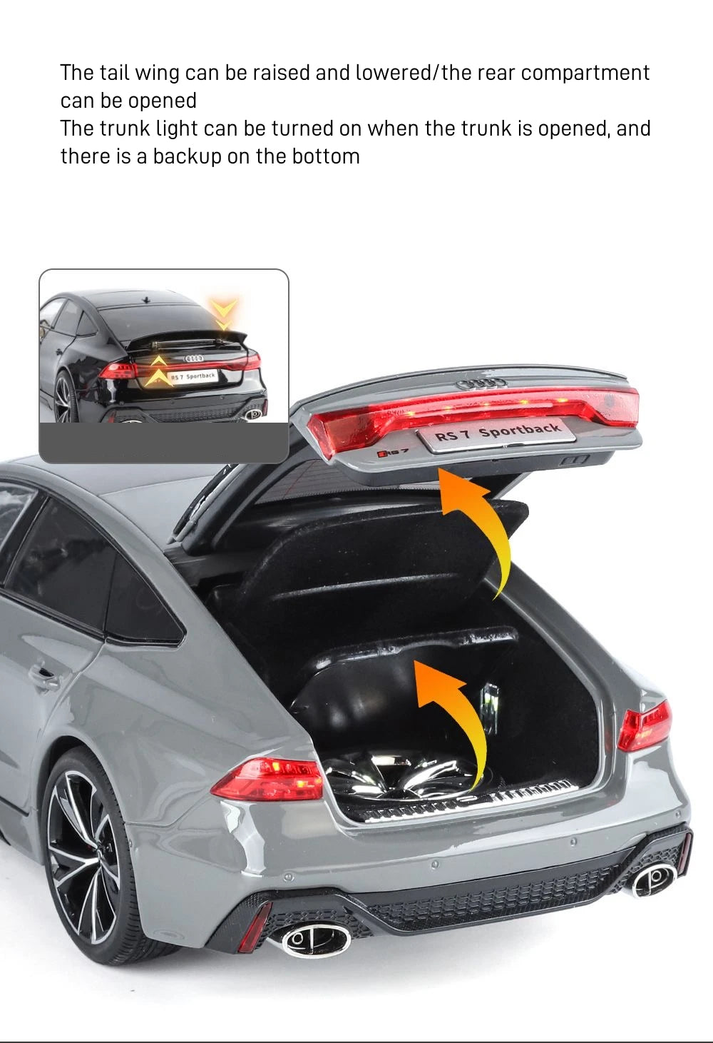 1:18 Key Remote Control Version AUDI RS7 Alloy Sports Car Model Diecast Metal Racing Vehicle Car Model Sound Light Kids Toy Gift.