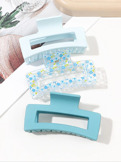 3 Pcs Frosted Cream Color Transparent Fruit Shark Scratch Clip-ins Style Back of Head Premium Wind Plate Women Hair Accessories.