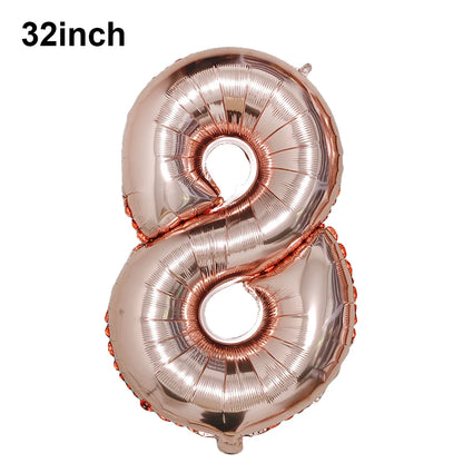 Blauer Ballon mit großen Zahlen, 32 Zoll, 0, 1, 2, 3, 4, 5, 6, 7, 8, 9, Geburtstag, Bachelorette-Luftballons, Figur, Golob-Party-Ballon-Dekoration