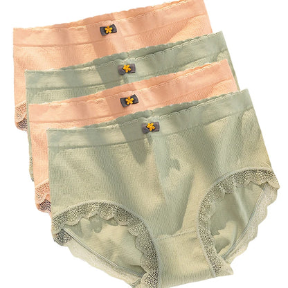 4Pcs Plus Size Underwear Women's Panties High Waist Sexy Panties Seamless Briefs Female Girls Lingerie Graphene Pantys Ladies