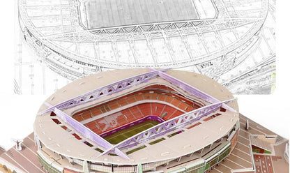 3D Football Stadium Puzzle Paper Model Architecture Kit Adult Kids Craft Building Toy Home Decor Gift Jigsaw Collectible Play.