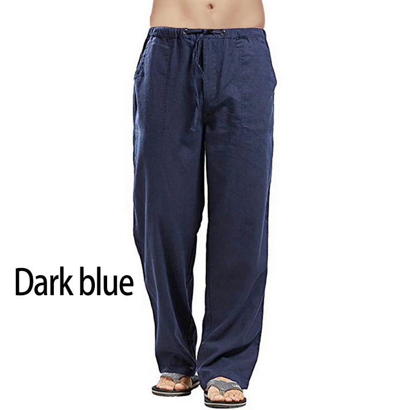 Fashion Mens Linen Wide Pants Korean Trousers Oversize Sports Streetwear Male Spring Yoga Pants Casual Men Clothing Sweatpants.