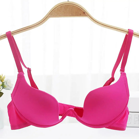 Women Girl Sexy Underwear No Steel Ring Solid Color Padded Bra Comfortable Upper Support Push-Up Bra Women Beauty Back Bra.