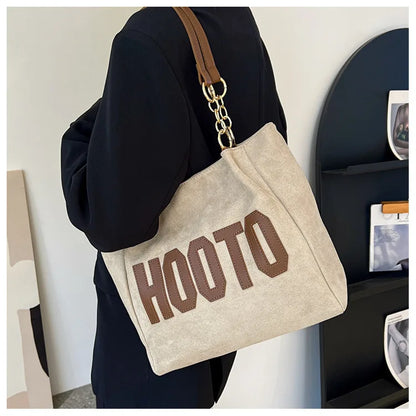 Solid Color Shoulder Bag, Trendy Letters Tote Bag, Canvas Campus Handbag for Women, Office,College,Work,Travel Hand Bags Bolsa.