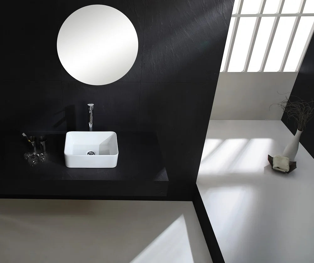 Rechteckiges Waschbecken, weißes Waschbecken, Arbeitsplatte, Keramik, Keramik, kleine Waschbecken, Schüssel, Arbeitsplatte, Waschtisch, Kunstbecken