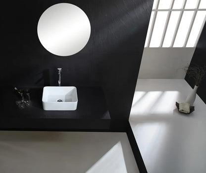 Rechteckiges Waschbecken, weißes Waschbecken, Arbeitsplatte, Keramik, Keramik, kleine Waschbecken, Schüssel, Arbeitsplatte, Waschtisch, Kunstbecken