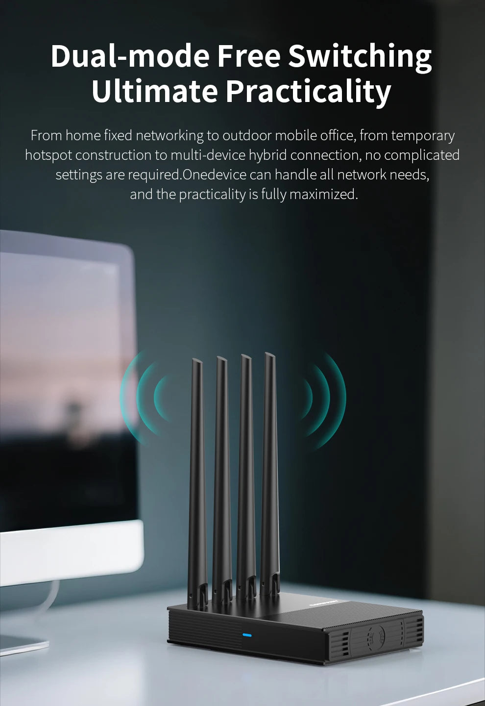 comfast WiFi6 4G LTE Cat.4 SlM Card wireless Router 300Mbps 2.4G 4 Antennas PlugPlay  Outdoor Portable Internet wireless Router.