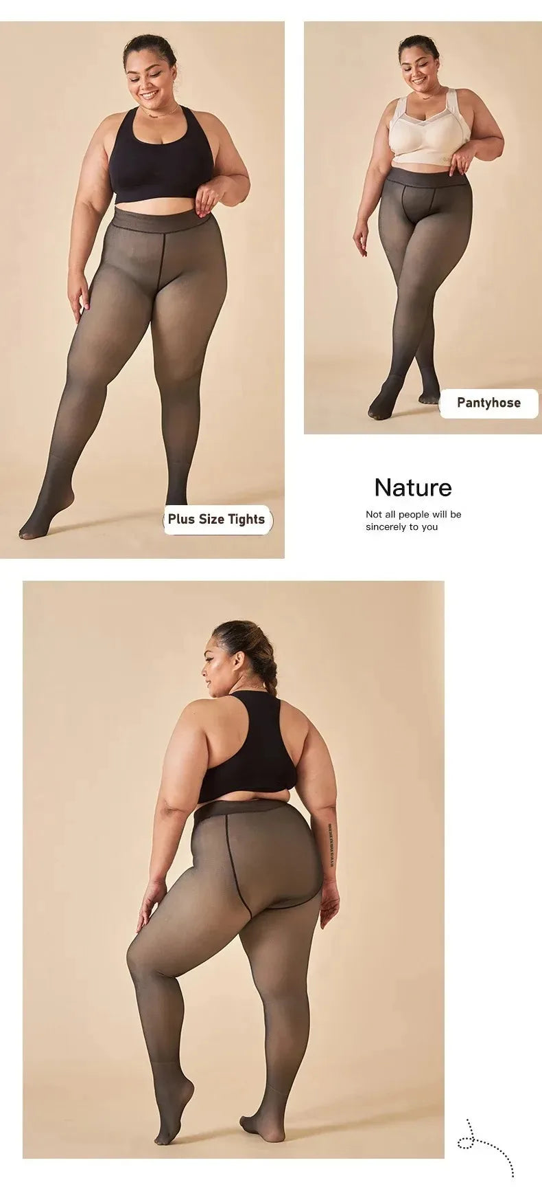 Luxtrada Womens Plus Size Thick Winter Tummy Control Fleece Lined Sheer Tights Fake Translucent Warm Leggings Thermal Opaque