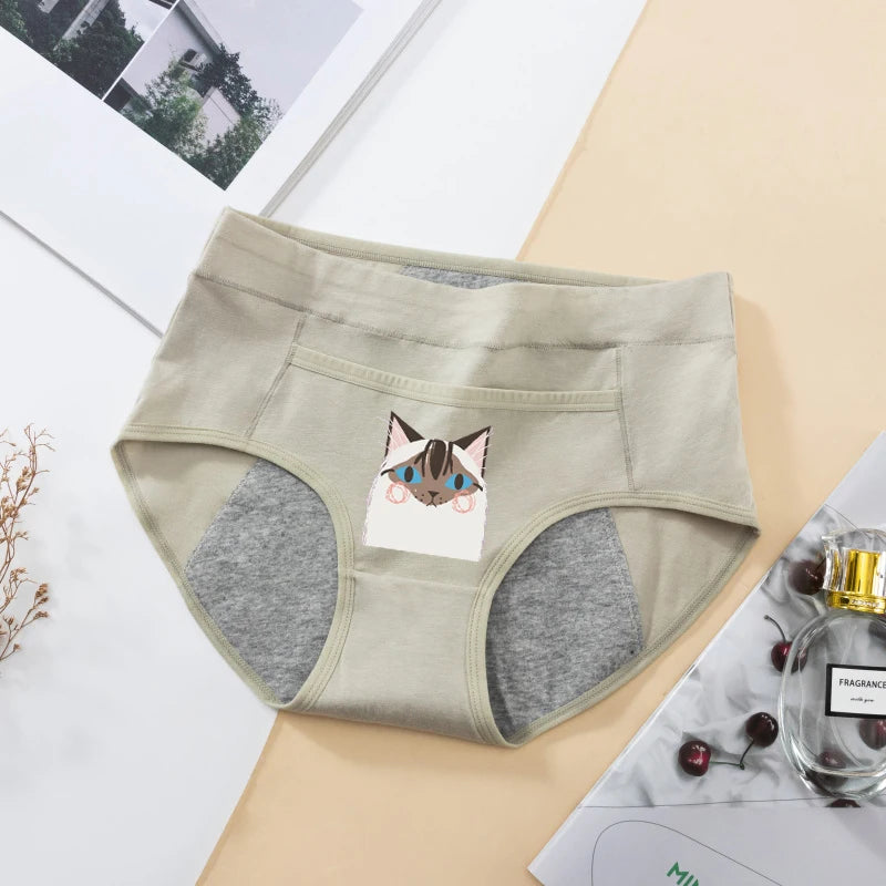 Women's Panties UnderwearLeakproofBreathable Briefs MenstrualPants PlusSizeWaterproof Mid Waist Organic Cotton Protective Briefs