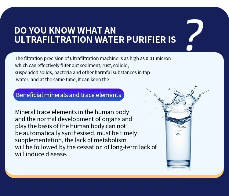 DIVEDEER PVC Filter Cartridge Water Purifier PVDF Ultra Filtration Water Purifier with Cleaning Tube Kitchen Drinking Water.