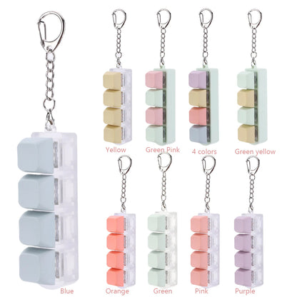 Keyboard Caps Toy Press Stress Relief Fidget 4 Key Button Keycaps Fidget Keychain Keyboard Keychain Toys Finger Keyboard Key Toy.