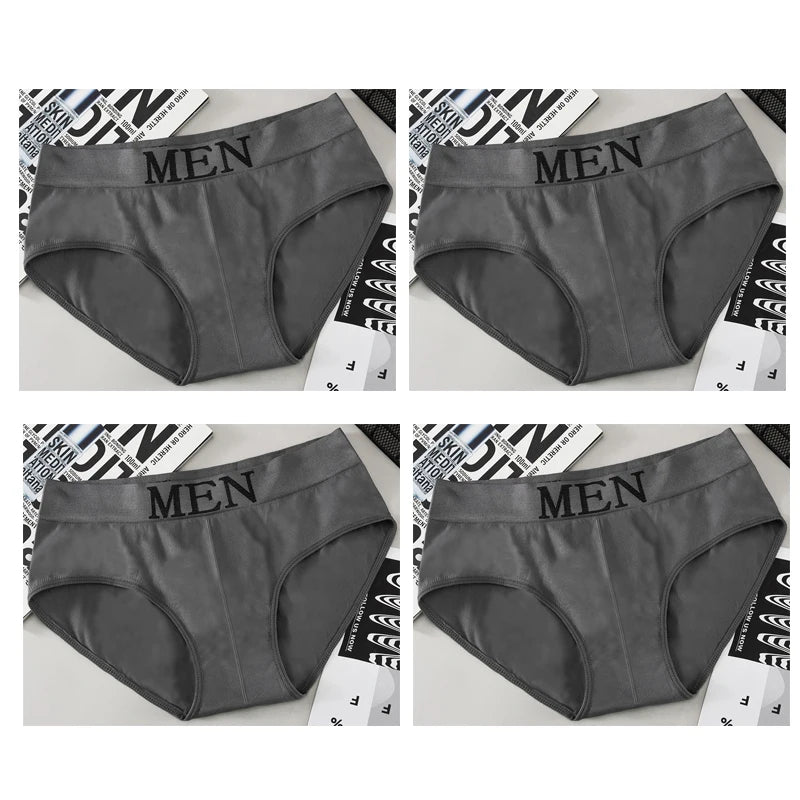 4pcs Mens Sexy Briefs Teenager Sport Underwears Plus Size Fat Men's Underpant Panties Students Breathable Fashion Casual Panties