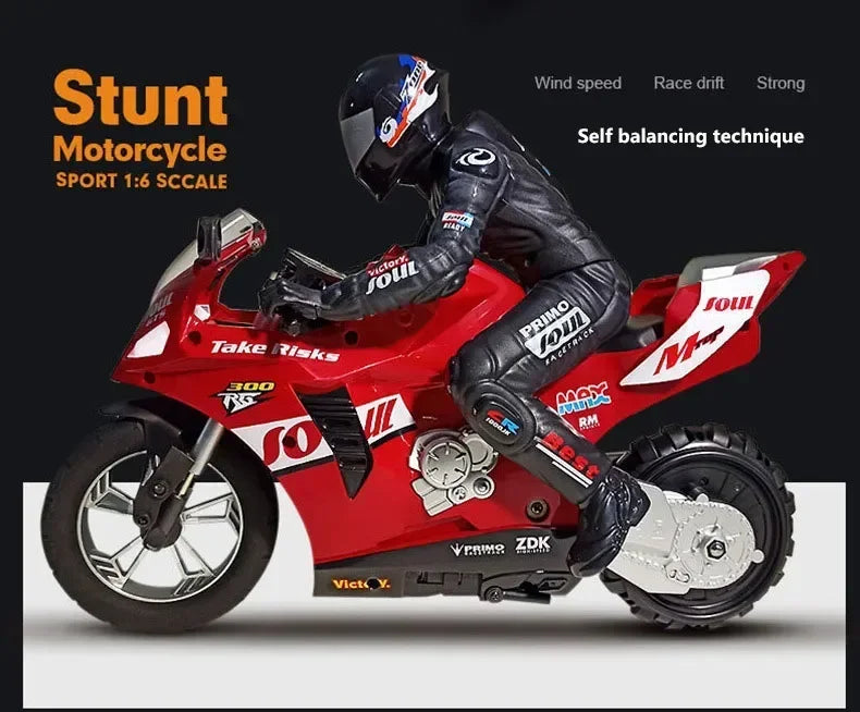 1/6 RC Motorcycle Rc Cars Self-stable Balance Standing Competitive Racing Drift Stunt Electric Motorcycle Toys for Kids Children.