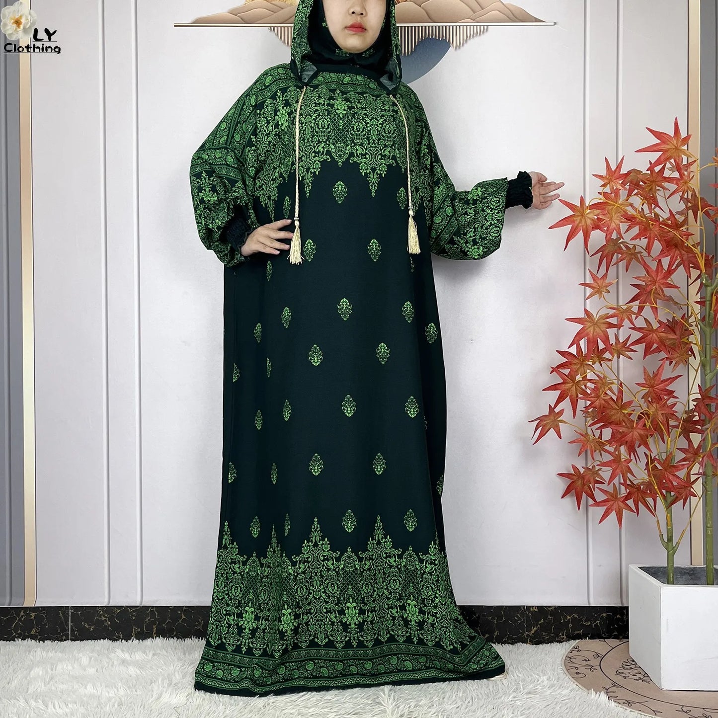 2025Hot Sales New Ramadan Muslim Double Hat Women Abaya Prayer Garment Islam Turkey Arabic Femme Abaya Prayer Kaftan Loose Robes