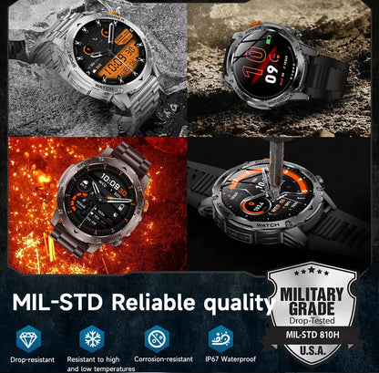 LIGE 2025 New 1000mah Smart Watch Men AMOLED HD Display Sport Fitness LED Flashlight Bluetooth Call Smartwatch For HUAWEI XIAOMI.