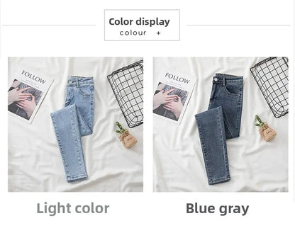 High Waist Slim Fit Jeans Women's Spring Summer Autumn Fashionable Nine Points Elasticity Pencil Pants Tightening And Lengthenin.