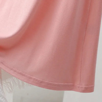 Plus Size Modal Langes Kleid Damen Frühling Sommer Lose A-Linie Bodenrock Home Nachtwäsche Ärmelloses Kleid in reiner Farbe