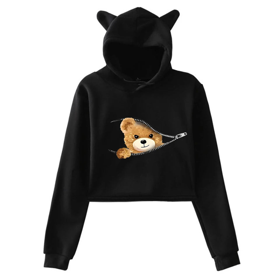 Plush Girl Pullover Tops Family Hoodie long sleeves Hip Hop Sweatshirt sportswear Personality Bear Trends 2YK Hoodies Autumn.