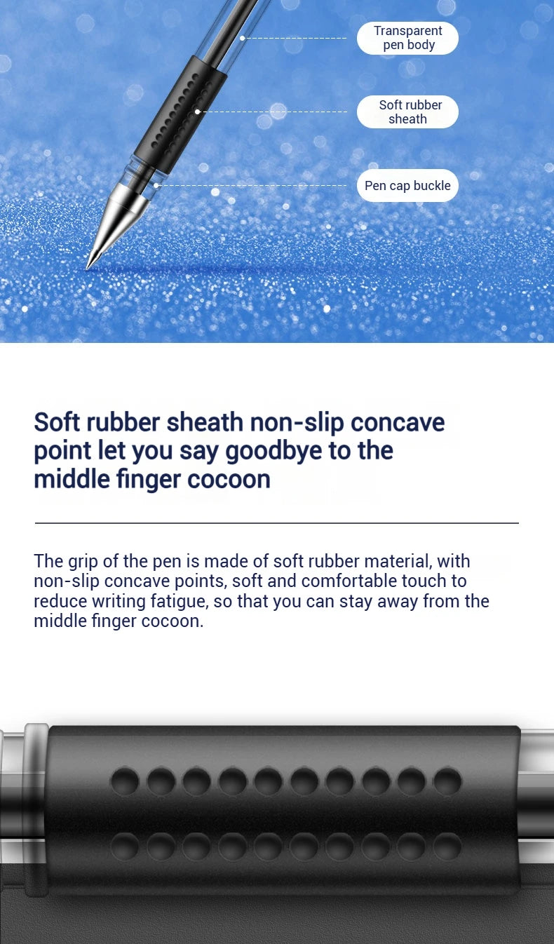 Deli 12er-Pack Gelschreiber-Set, 0,5 mm Kugelschreiber, Schwarz, Blau, Rot, Tintenfarben, Schreibutensilien für Schule, Büro, Schreibwaren.