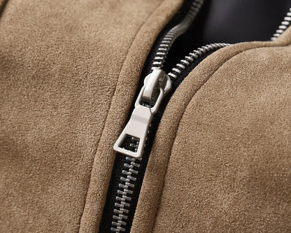 Spring Autumn New Fashion Men's American High Street Solid Color Chamois Multi Pocket Zipper Jacket Coat Casual Trendy Coat Male.