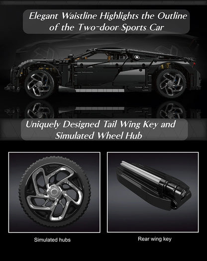 Mould King 13163 Technical Car Building Block The Remote Control La Voiture Noire Sport Car Model Toys Kids Christmas Gifts.