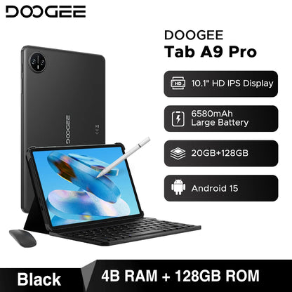 DOOGEE Tab A9 Pro Tablet 10.1" HD Display Android 15 20GB(4+16) 128GB 6580mAh Large Battery Dual Speakers Pad PC 2 In 1 Tablet