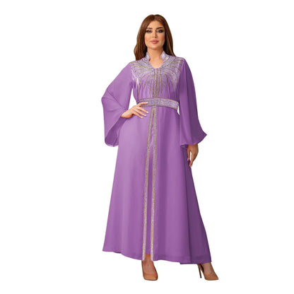 Arabische Robe Mode Nahen Osten Muslimischen Kaftan Dubai Hot Fix Diamant Party Abendkleider für Frauen Kerb Stehkragen Vestidos