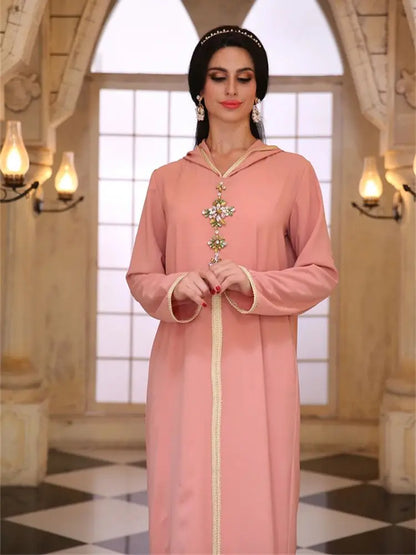 Ramadan Pink Abaya Damen Dubai Arabic Islam Prayer Clothes Muslim African Dresses For Women Kebaya Kaftan Robe Musulmane Femme.