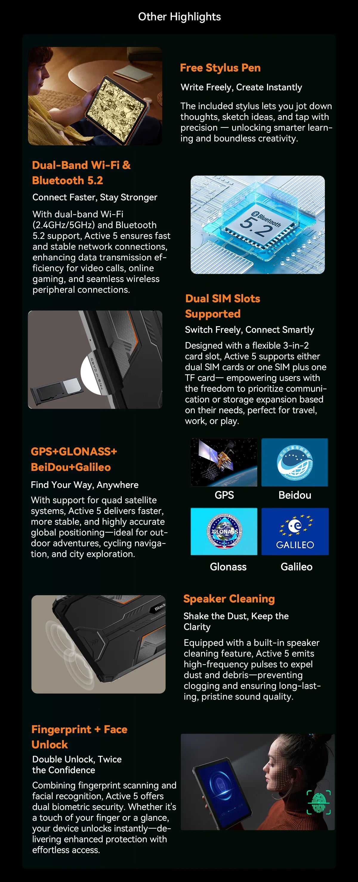 Blackview Active 5 [No EU Charger] 24(8+16)GB+128GB 8.68'' IPS Rugged Tablet 6600mAh Tablet Android 15 90Hz Doke AI 16MP+13MP NFC Fingerprint