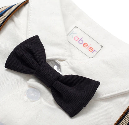 Newborn Boy Formal Clothes Set Infant Boy Gentleman Birthday Romper Outfit With Hat Vest Long Sleeve Infant Jumpsuit Suit Formal.