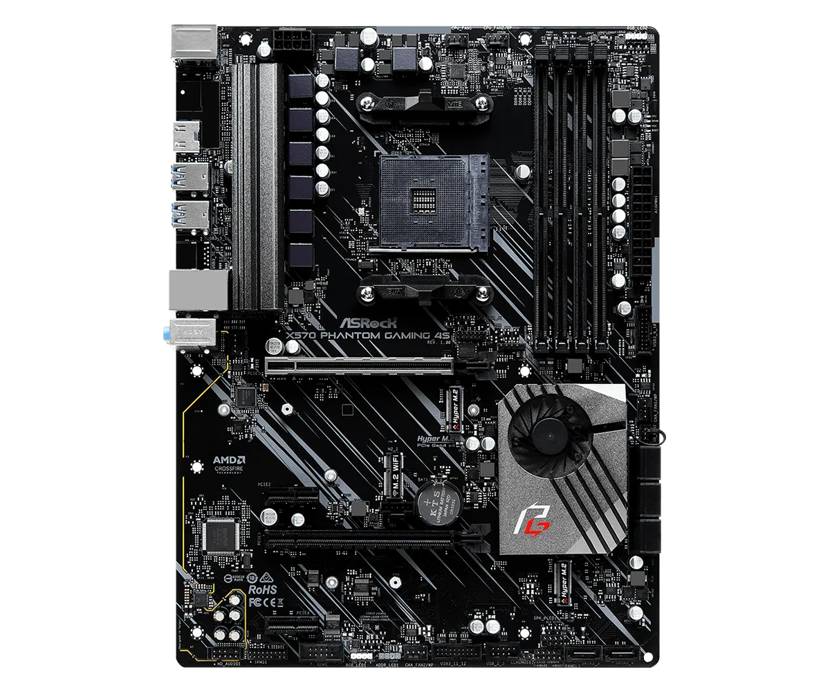 ASRock X570 PHANTOM GAMING 4S motherboard AM4 AMD X570 DDR4 128GB Hyper M.2 ATX support Ryzen 5 5600X 4100 1600 3600 cpu.