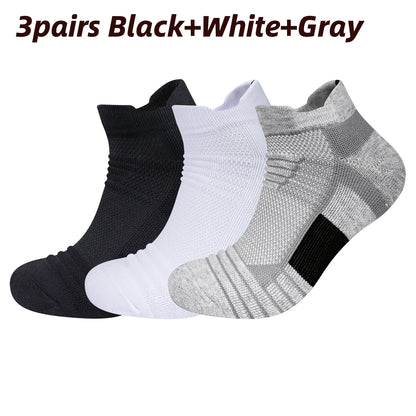 3 Pairs Mesh Sports Terry Socks Cushioned Moisture-managing And Durable Reduces Foot For Running Hiking Cycling Baskateball.